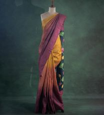 Multicolour Tussar Hand Painted Dyed Silk Saree1