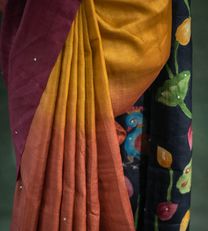 Multicolour Tussar Hand Painted Dyed Silk Saree4