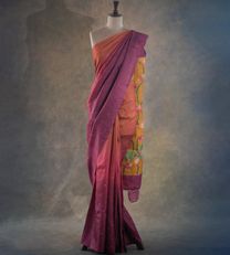 Multicolour Tussar Hand Painted Dyed Silk Saree1