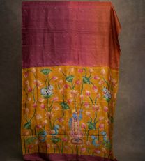 Multicolour Tussar Hand Painted Dyed Silk Saree2