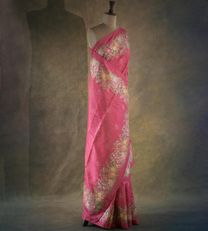 Pink Tussar Embroidery Silk Saree3