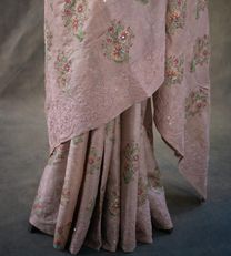 Baby Pink Tussar Embroidery Silk Saree4