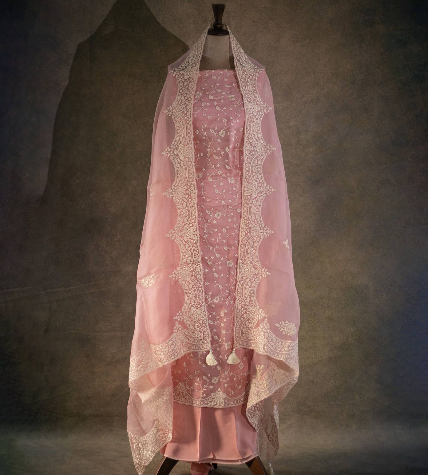 Pink Organza Embroidery Salwar1