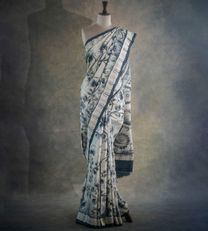 Creme Tussar With Kantha Embroidery Saree1