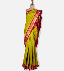 Green and Yellow Kanchipuram Silk Saree1
