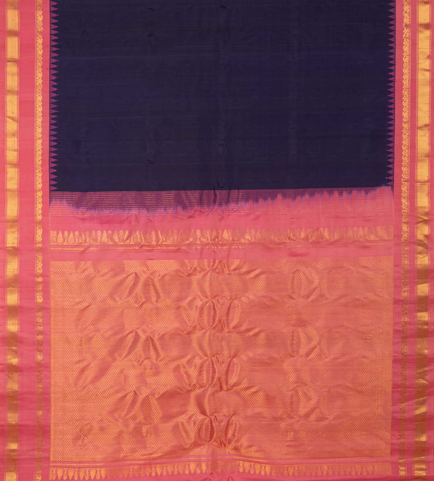 Deep Blue Gadwal Silk Saree3