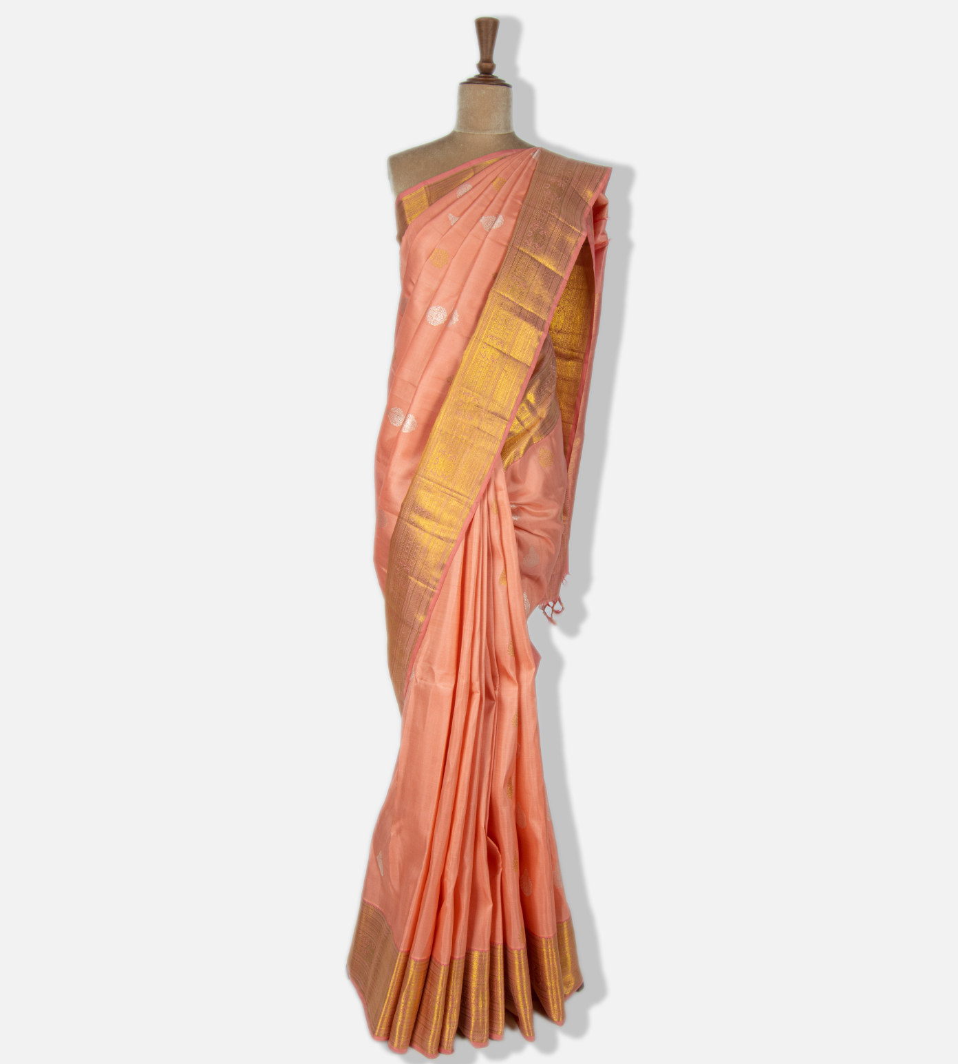 Peach Kanchipuram Silk Saree