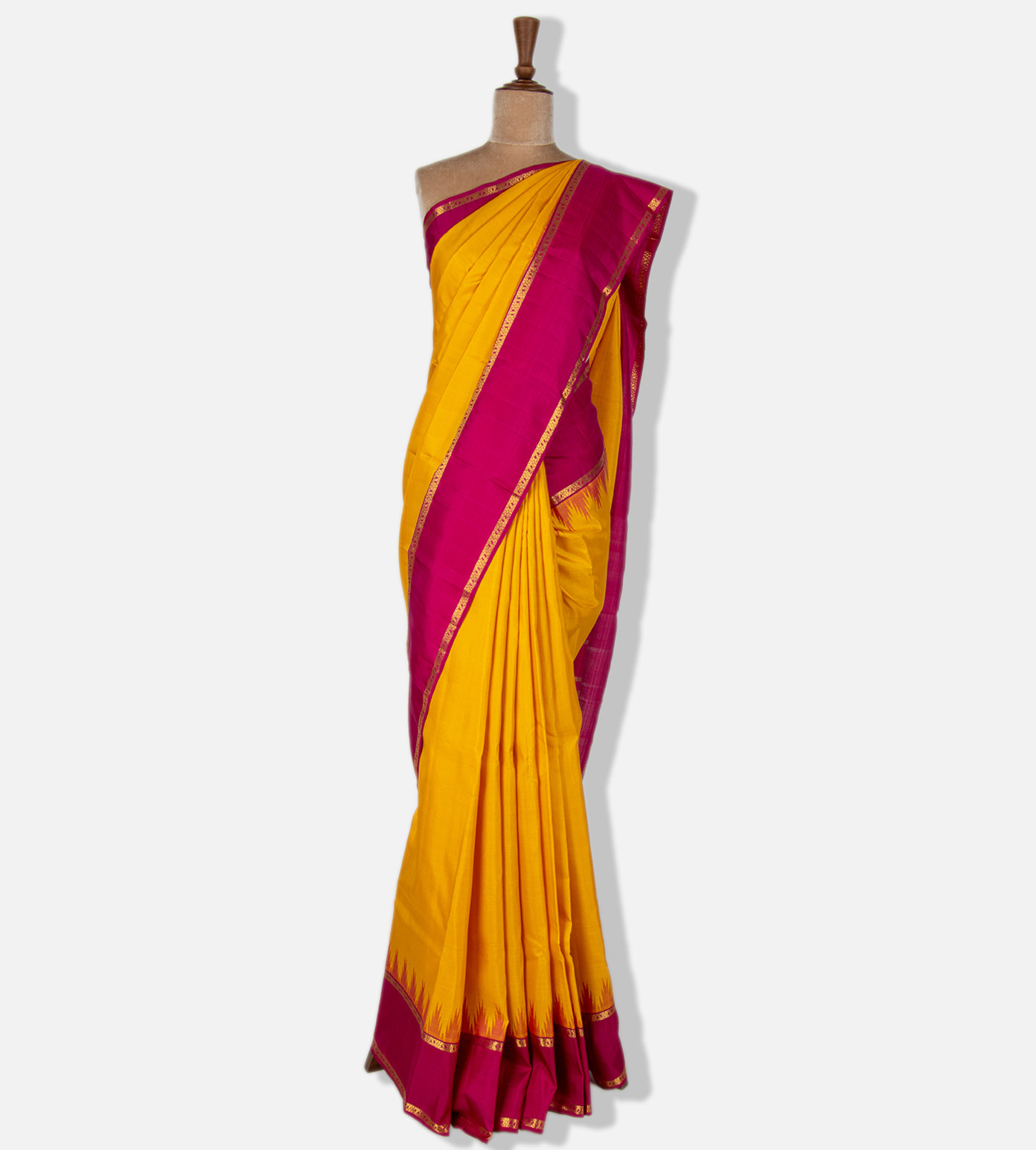 Yellow Kanchipuram Silk Saree1