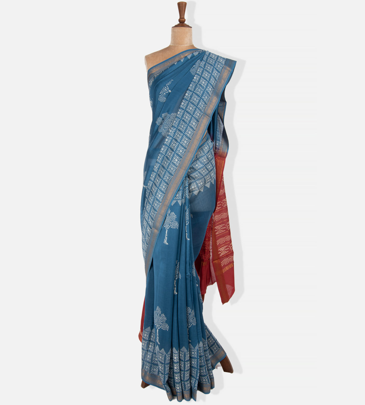Prussian Blue Cotton Saree1