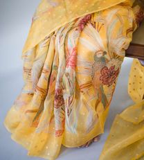 Yellow Embroidery Organza Saree4