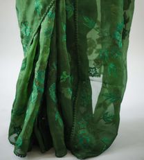 Forest Green Embroidery Organza Saree4