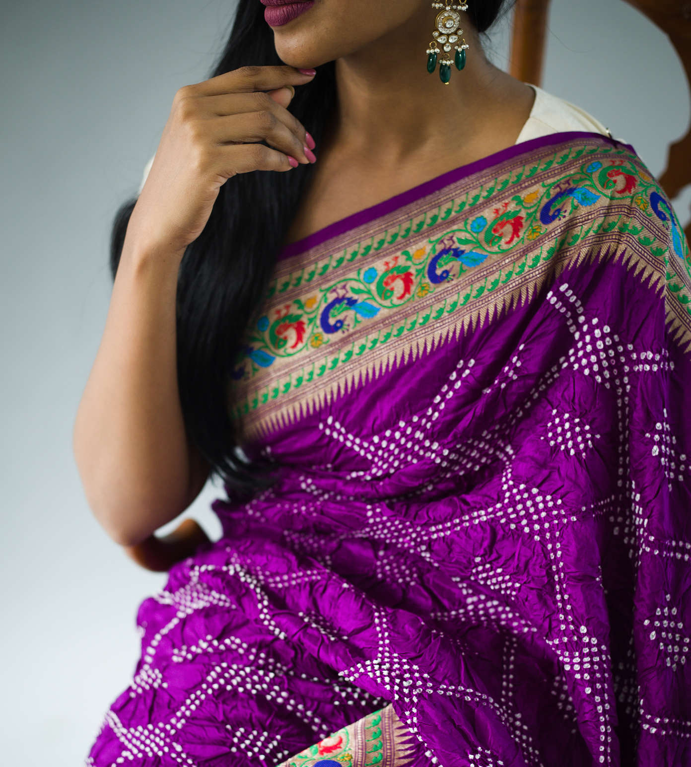 Purple Bandhani Saree2