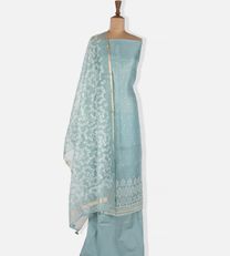 Turquoise Blue Organza Embroidery Salwar1