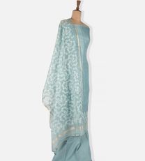 Turquoise Blue Organza Embroidery Salwar2