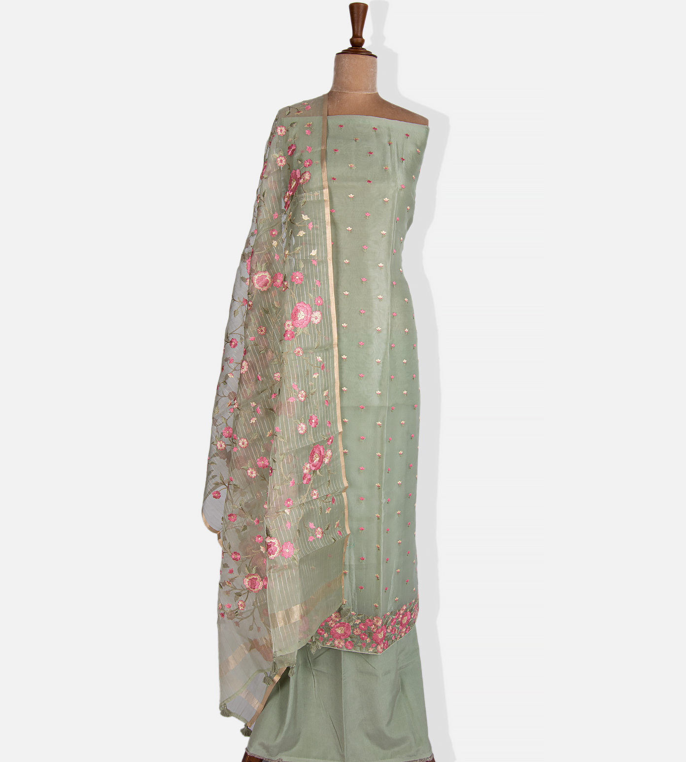 Pastel Green Organza Embroidery Salwar1