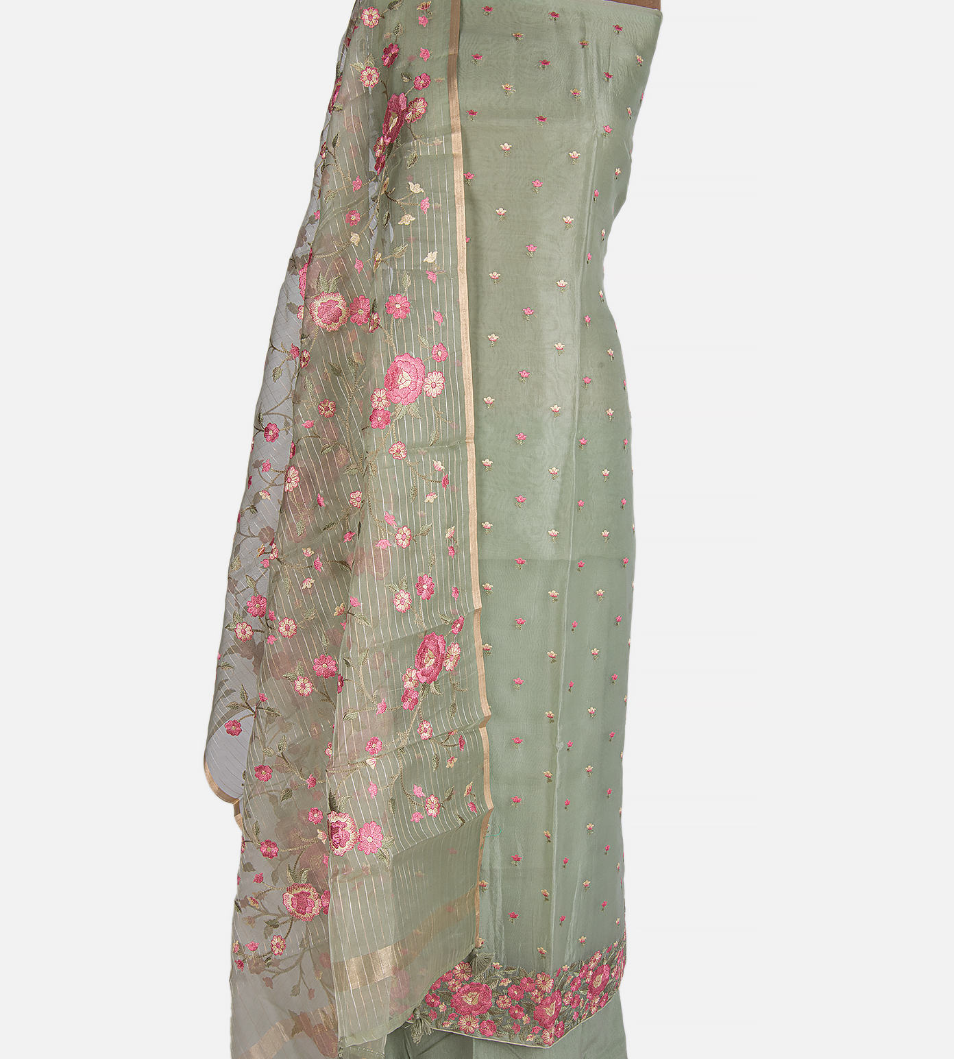 Pastel Green Organza Embroidery Salwar3