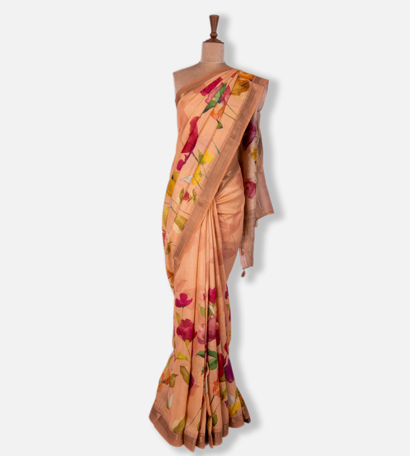 Peach Moonga Tussar Saree1