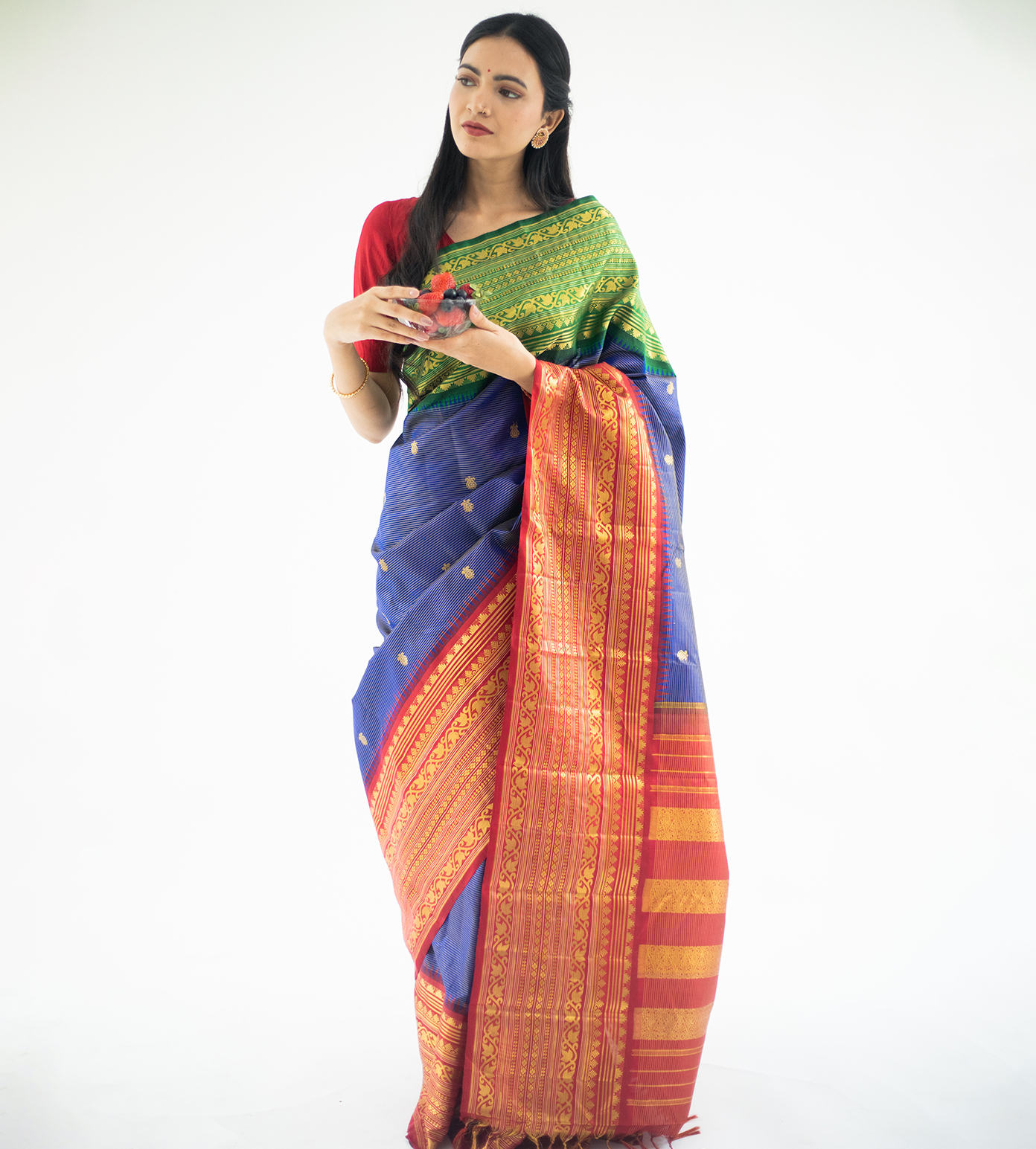 Blue Kanchipuram Silk Saree1