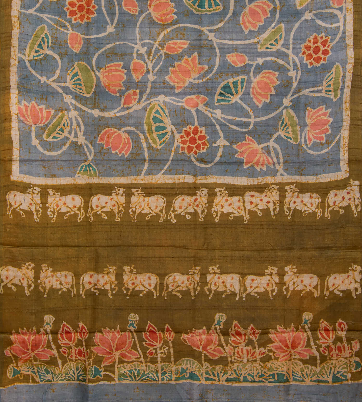 Blue Batik Tussar Saree3