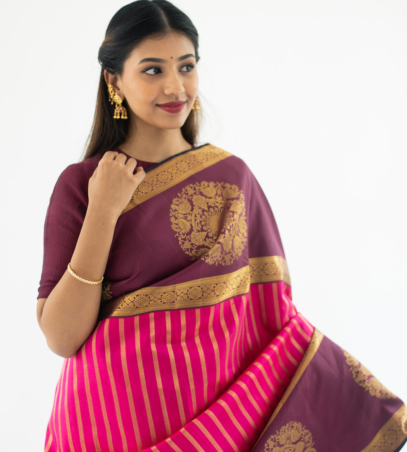 Pink Kanchipuram Silk Saree