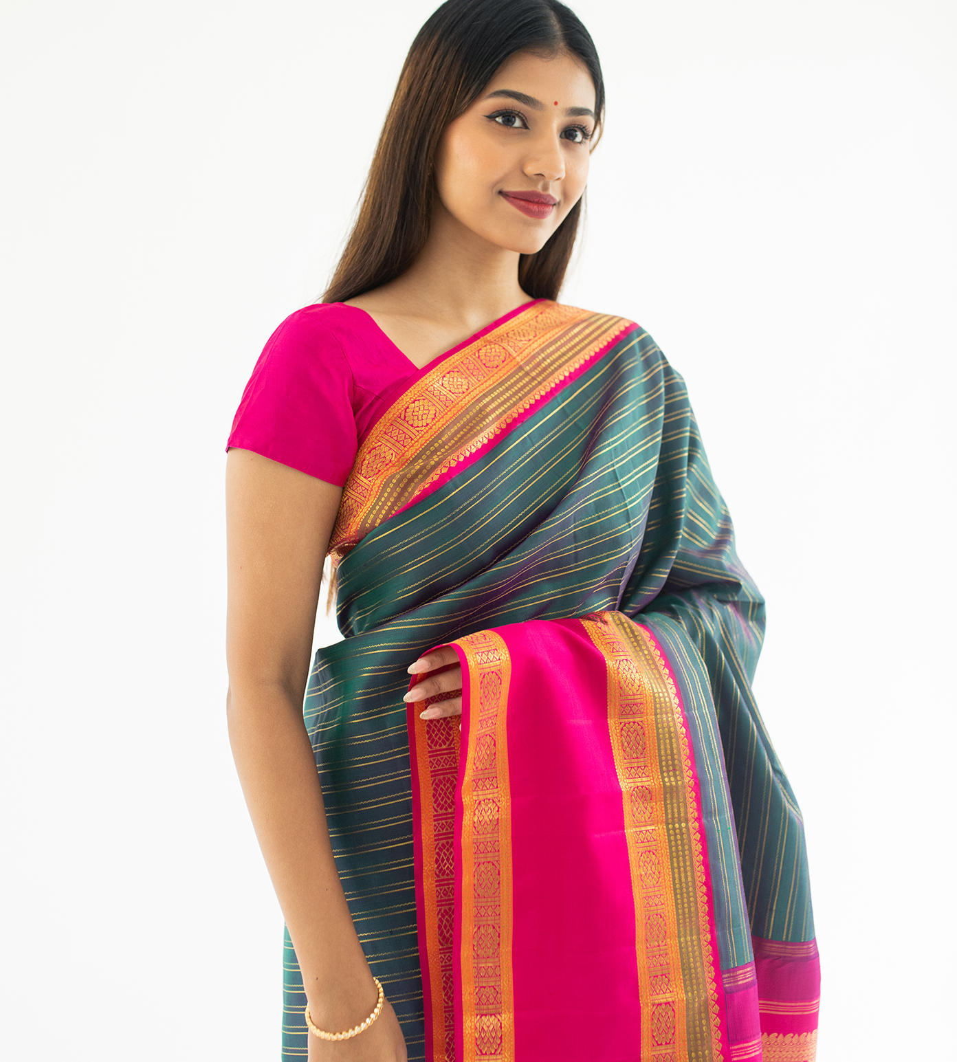 Peacock Green Kanchipuram Silk Saree