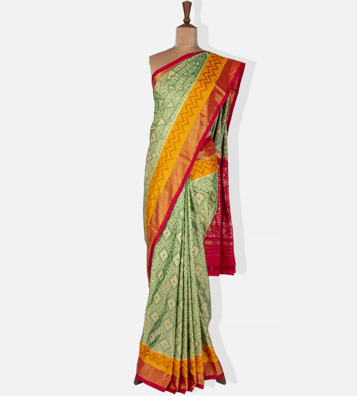 Green Ikkat Silk Saree1