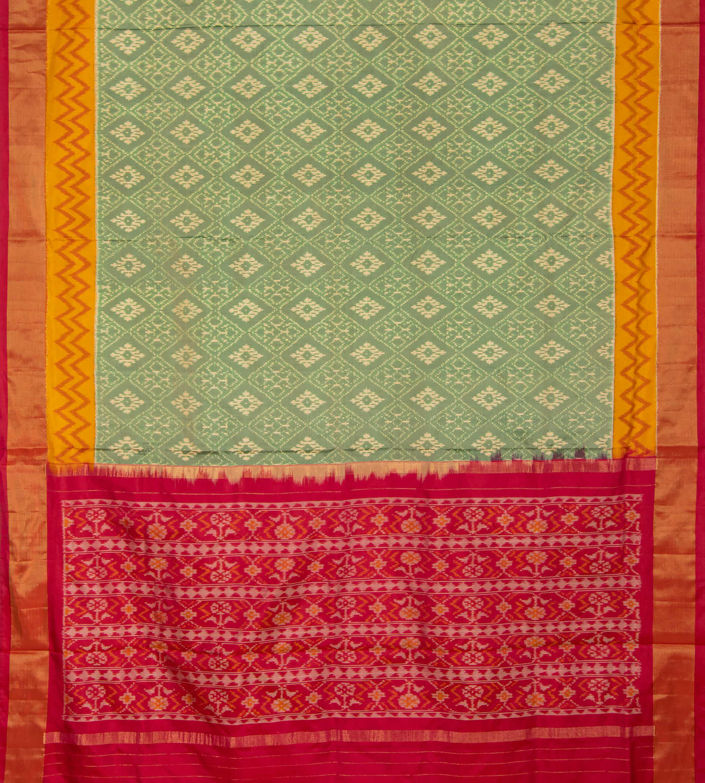 Green Ikkat Silk Saree3