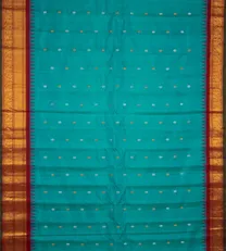 Sea Blue Gadwal Silk Saree2