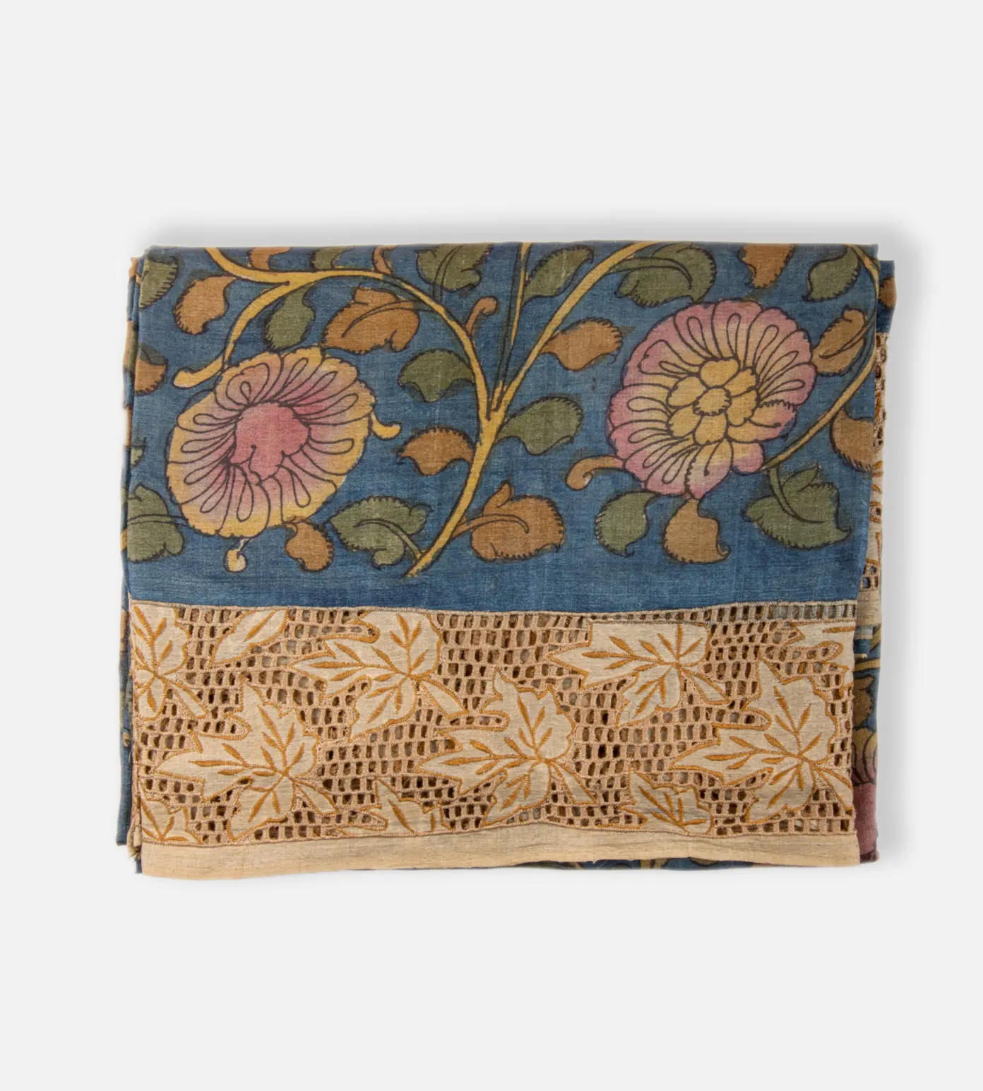 Blue Tussar Cut Work Saree1