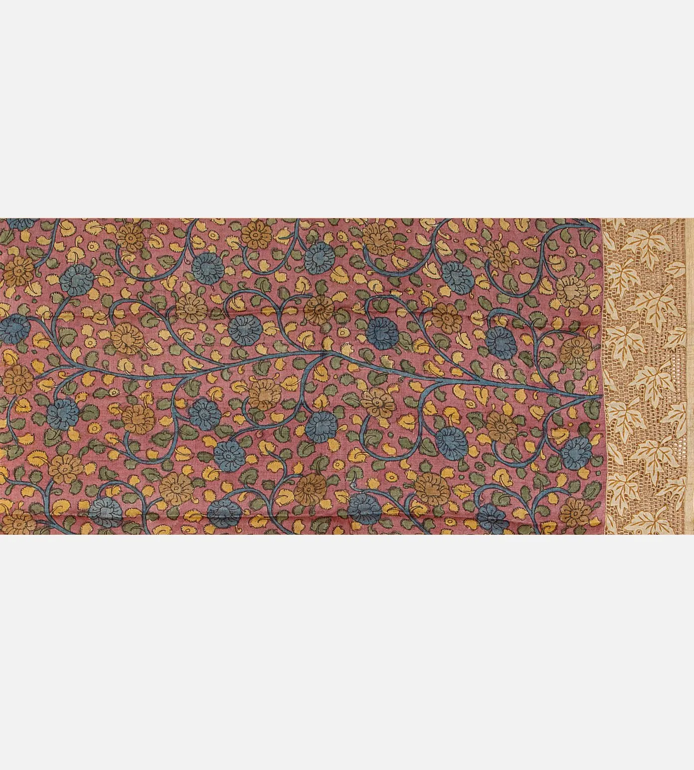 Blue Tussar Cut Work Saree4