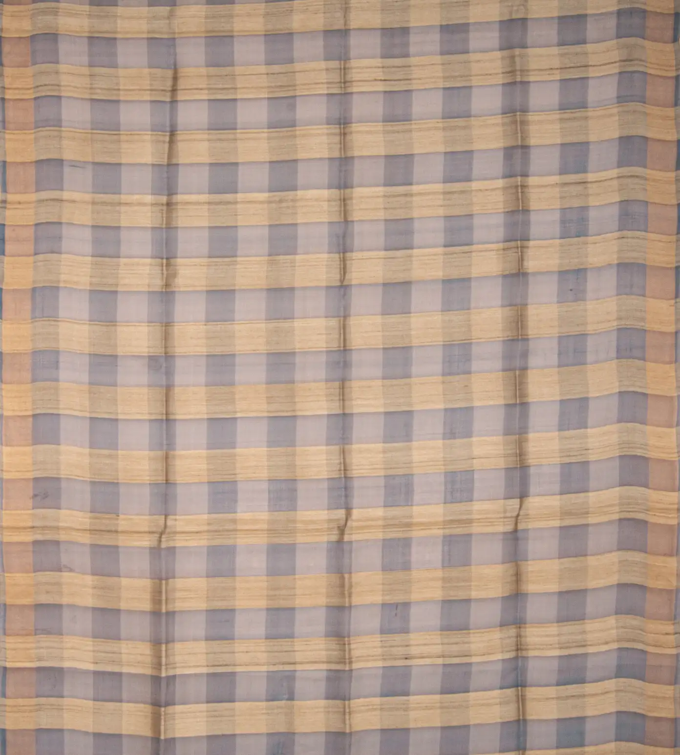 Blue And Creme Tussar Saree2