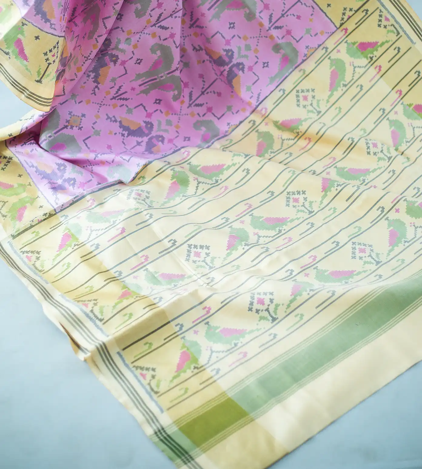 Pink Double Ikkat Saree3