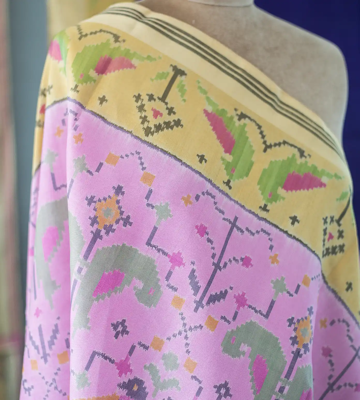 Pink Double Ikkat Saree4