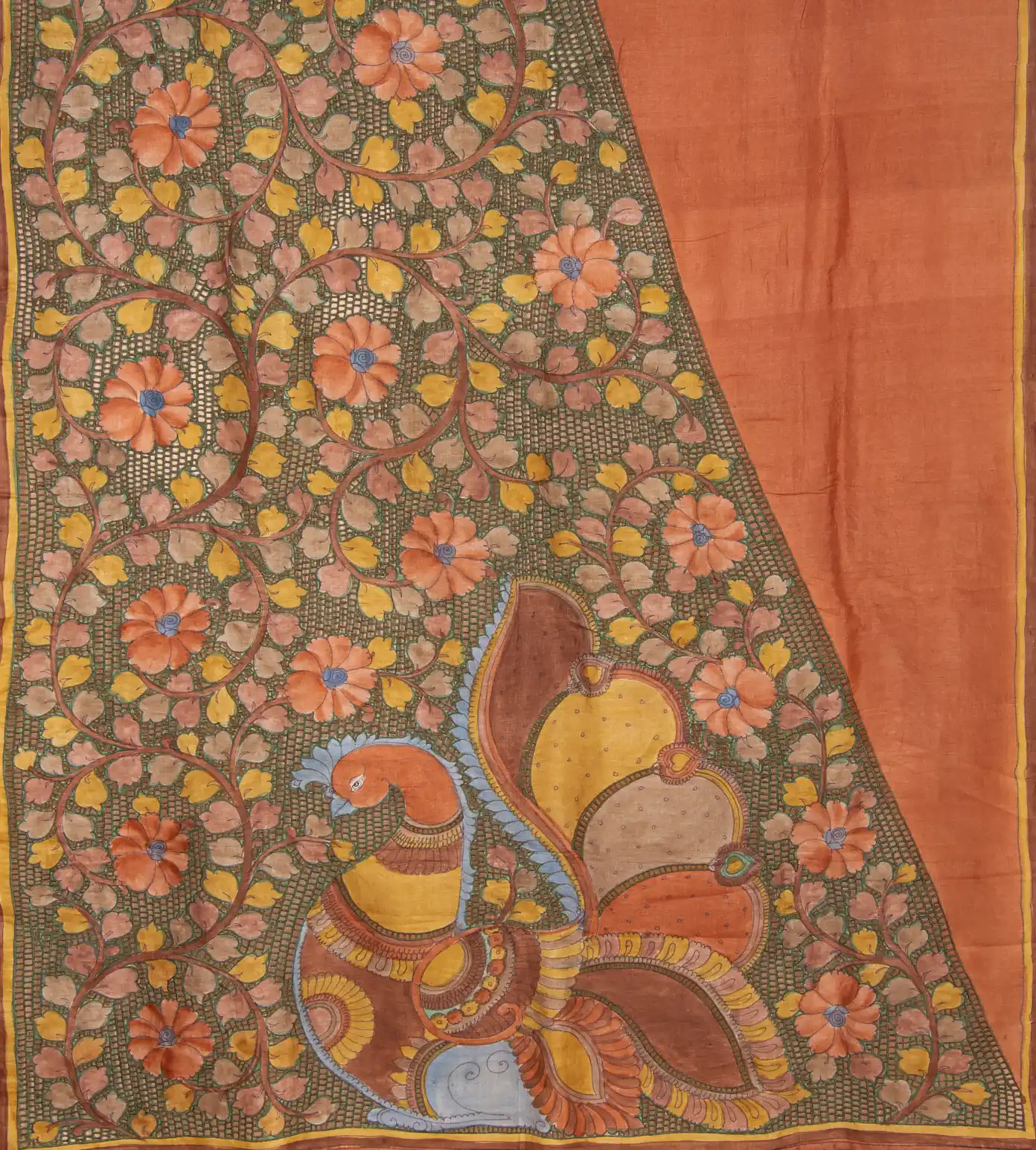 Peach Tussar Cut Work Saree3