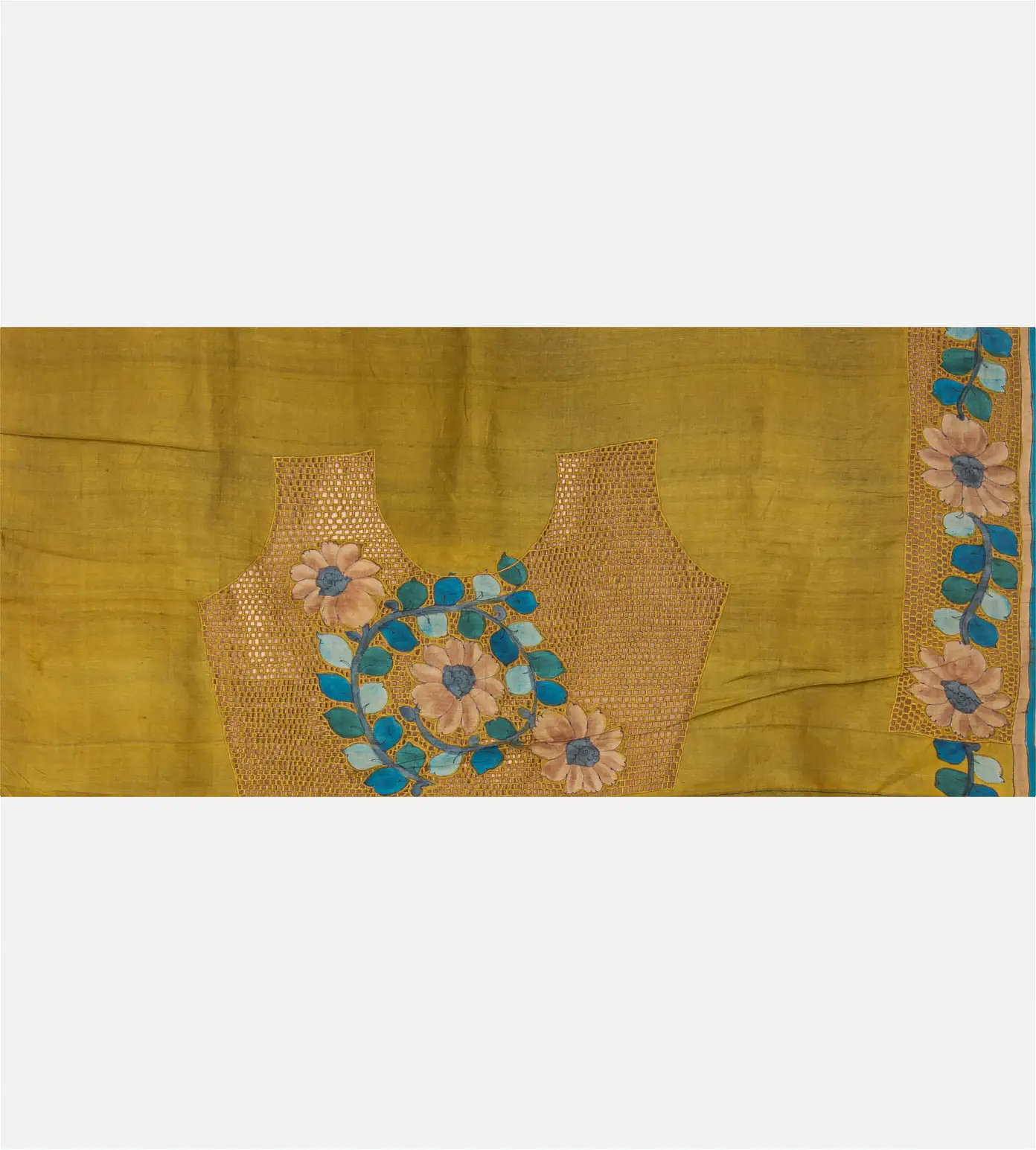 Blue Tussar Cut Work Saree4