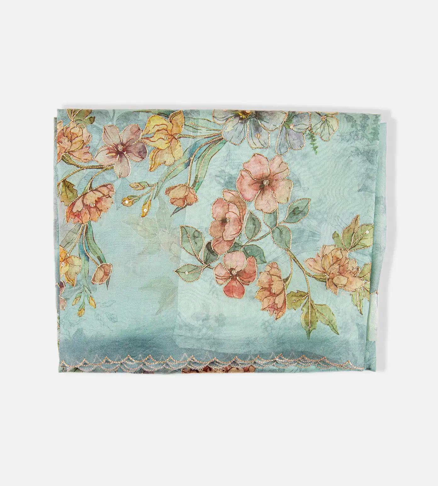 Light Blue Organza Embroidery Saree1