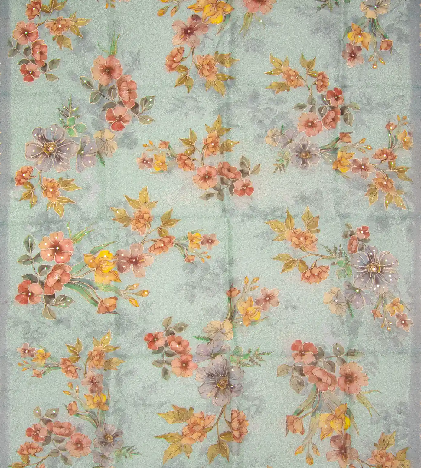 Light Blue Organza Embroidery Saree2