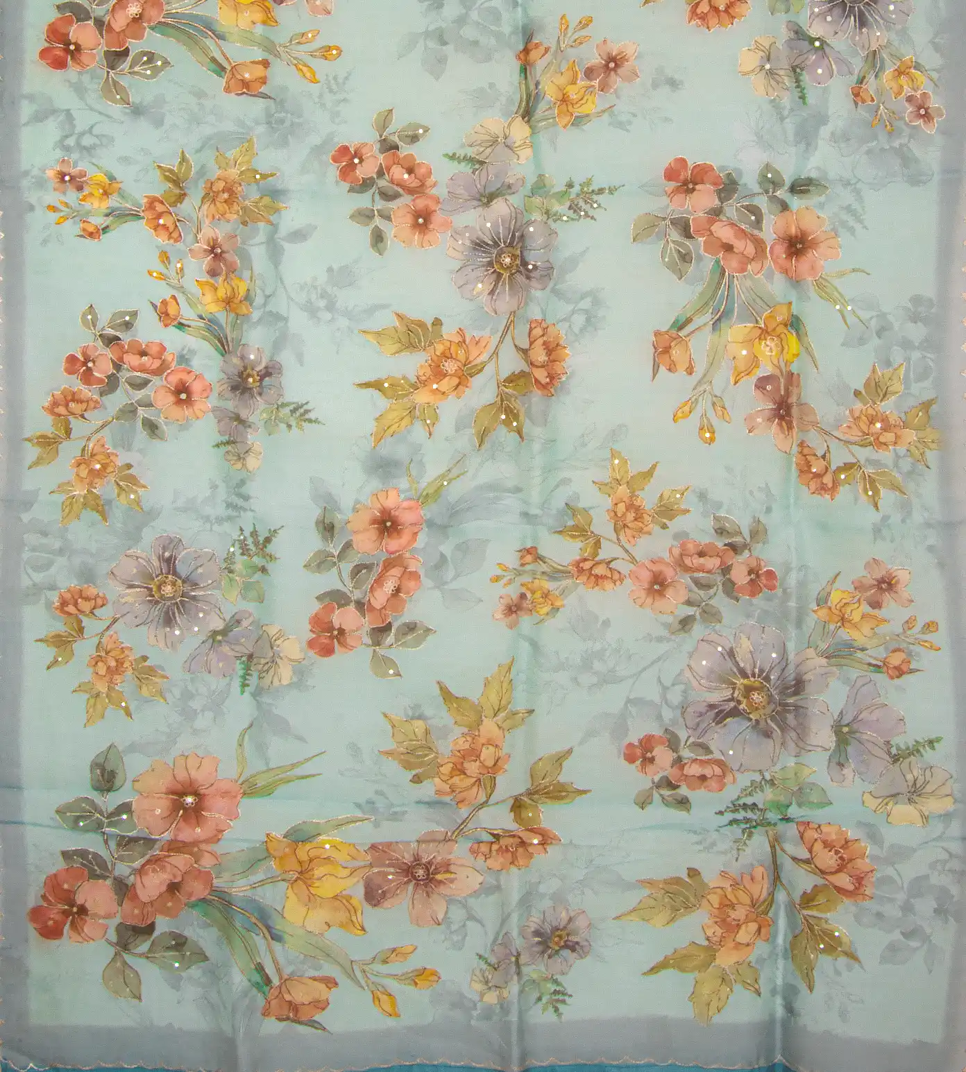 Light Blue Organza Embroidery Saree3