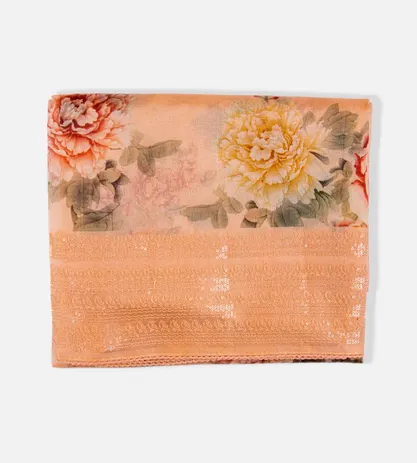 Peach Organza Embroidery Saree1