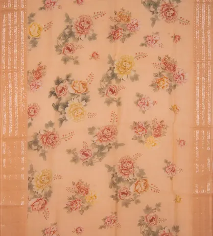 Peach Organza Embroidery Saree2