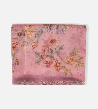 Pink Organza Embroidery Saree1