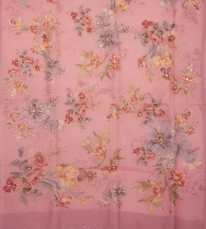 Pink Organza Embroidery Saree3