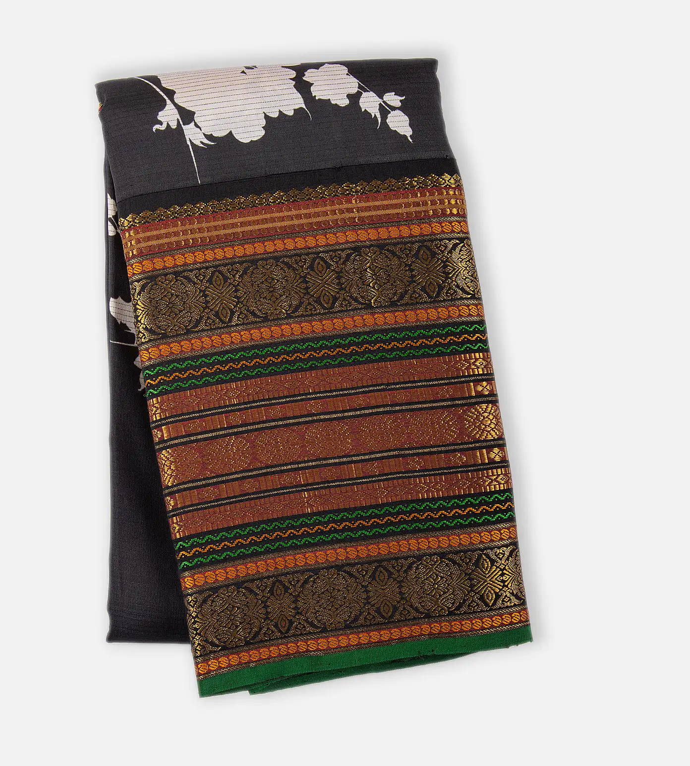 Deep Grey Kanchipuram Silk Saree1