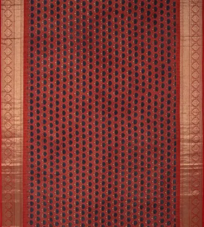 Red Ajrakh Kanchipuram Silk Saree2