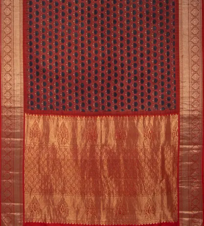 Red Ajrakh Kanchipuram Silk Saree3