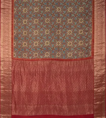 Blue Ajrakh Kanchipuram Silk Saree3