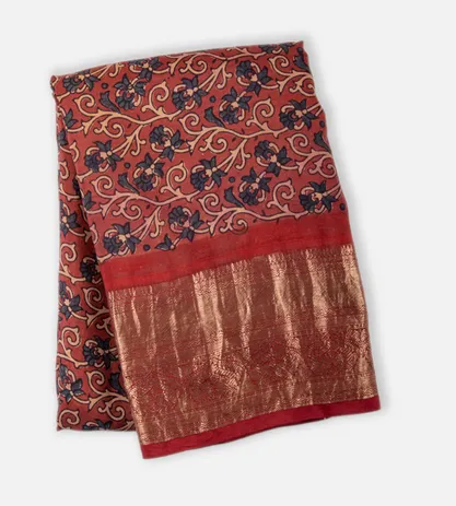 Red Ajrakh Kanchipuram Silk Saree1
