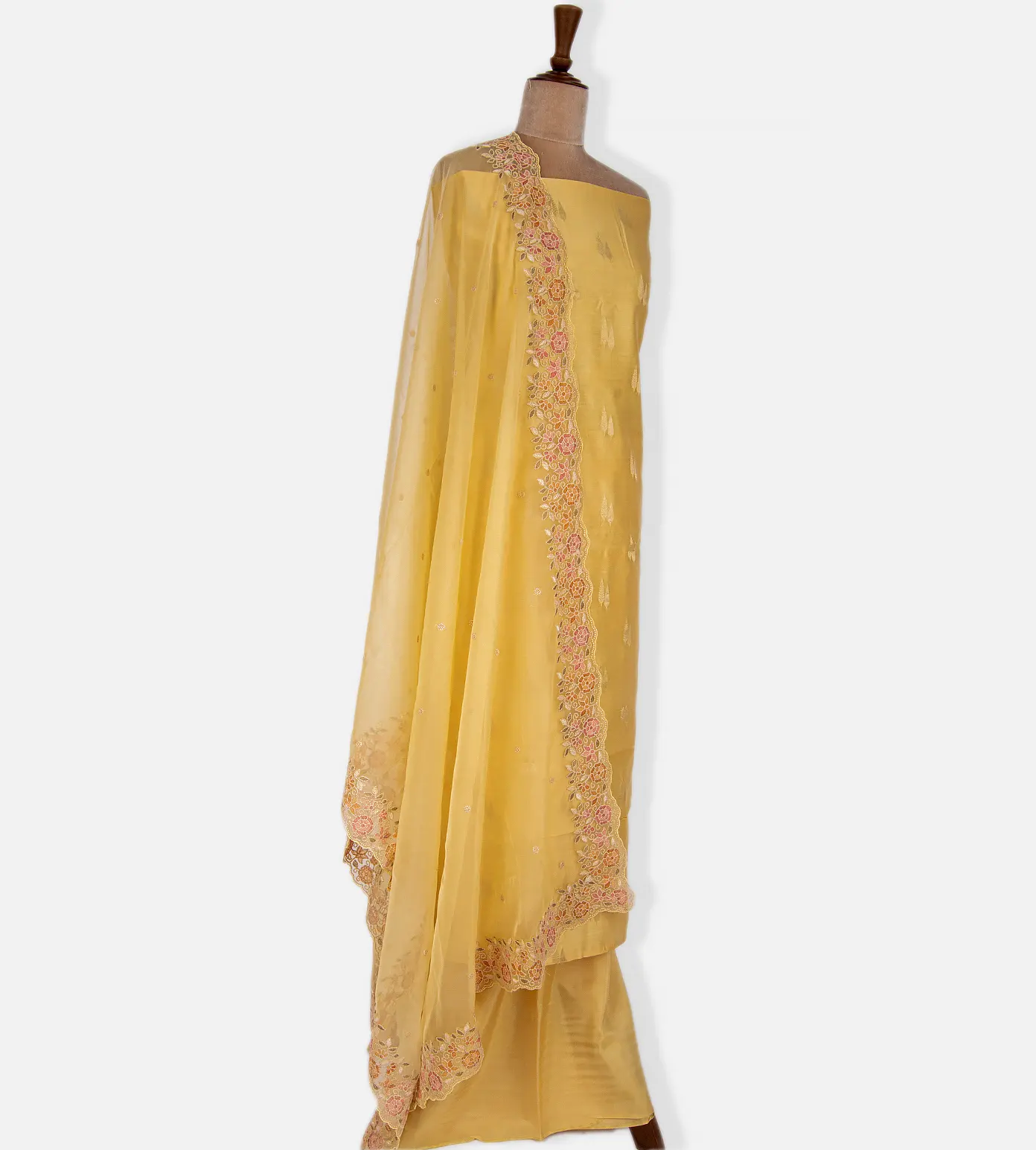 Yellow Chanderi Salwar With Organza Dupatta2