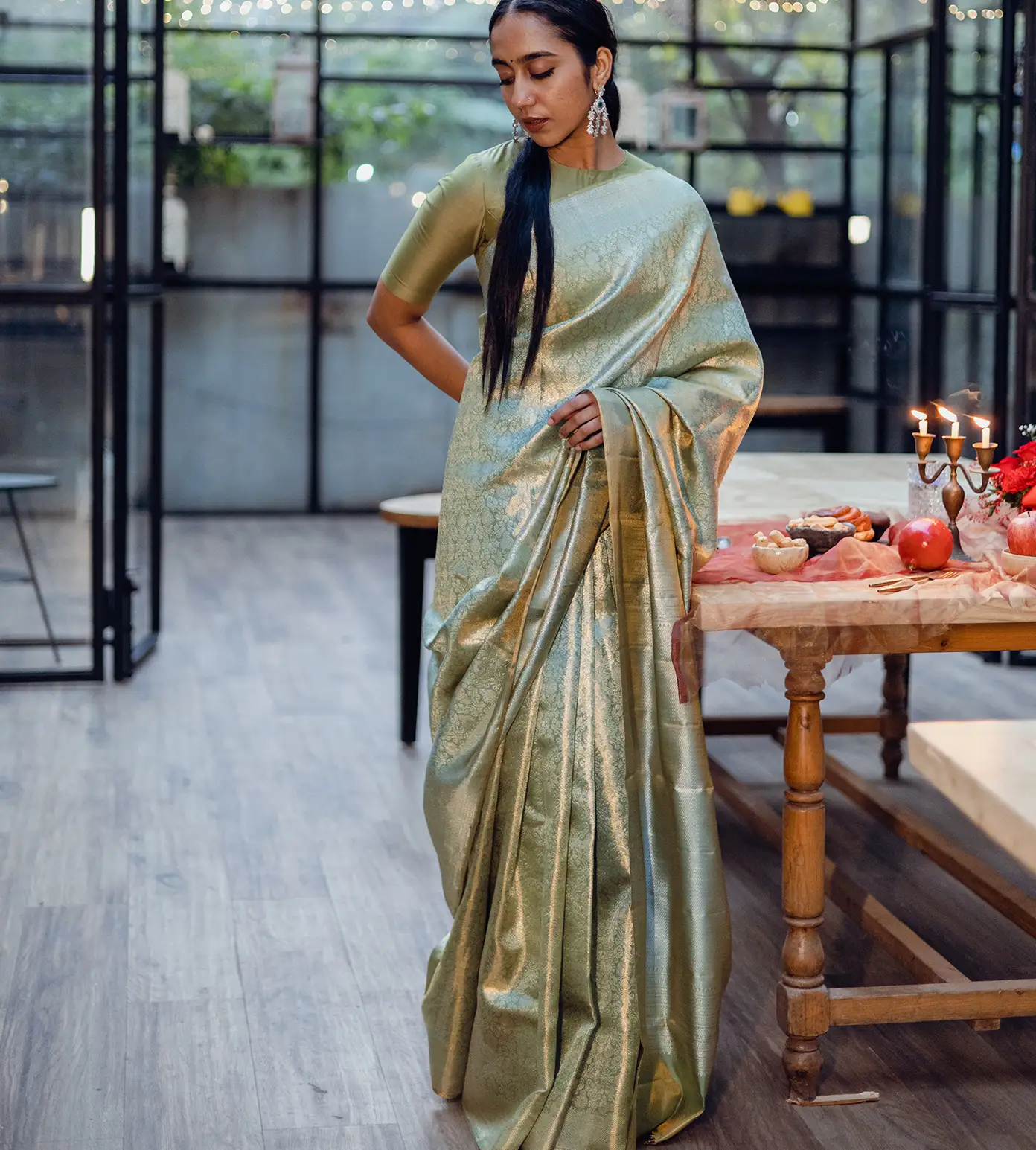 Light Green Kanchipuram Silk Saree2