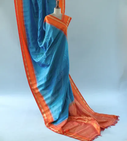 Blue Gadwal Silk Saree1